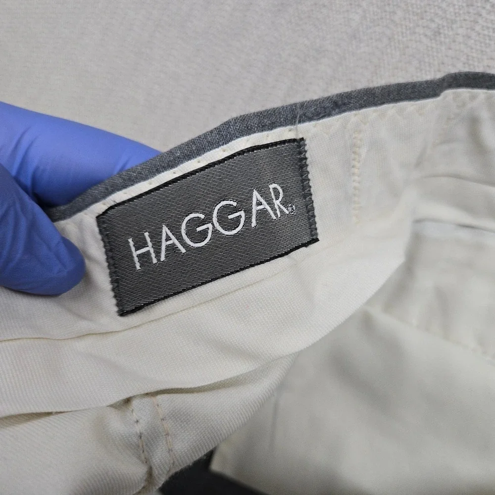 Vintage Haggar Pants Men 38x34 Gray Dress Slacks Classic Fit Wool Blend Workwear